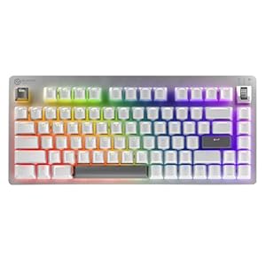 ELECOM VK720A Gaming Keyboard, Quiet Magnetic Switches, Adjustable Actuation 0.1-3.8mm, 75% Compact TKL, Rapid Trigger, Customizable Keys & RGB, Media Dial, N-Key Rollover, USB-C for Window PC (White)