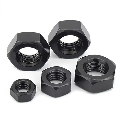 GuoYomm M12-1.75 8PCS Hex Lock Nuts, Hexagon Head Nuts, Carbon Steel Locknuts, Black Oxide, Hardware Nuts, Hex Drive