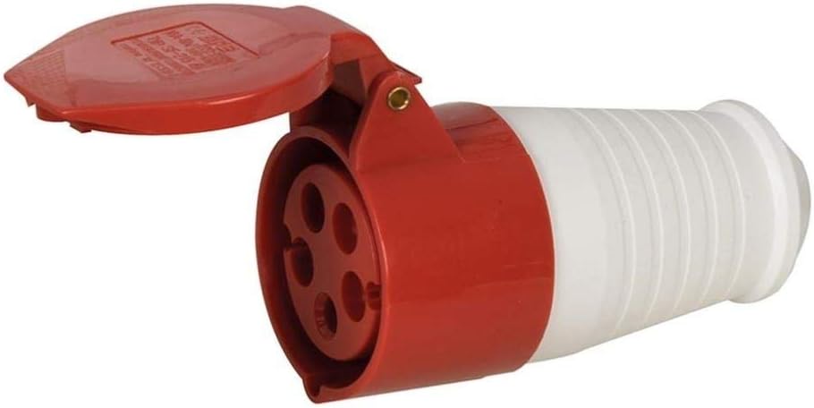 5 Pin Cable Socket 16 Amp 415 V Volt IP44 3 Phase Red Trailing Connector Female