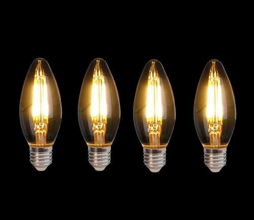 Image of kinis Vintage Style Candle Shape Light Bulbs /Bulb for Wall Light /Bulb for Hanging Light /Bulb for Pendant Light /Bulb for Chandelier /Bulb for Decorative Lights (KIN-C35 Bulb, Pack of 4)