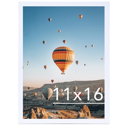 Image of JCJMY 11x16 Picture Frame White for Wall Hanging, Wall Mounting Horizontally or Vertically, 11 x 16 Wall Gallery Poster Photo Frame with Shatter Resistant Plexiglass, White