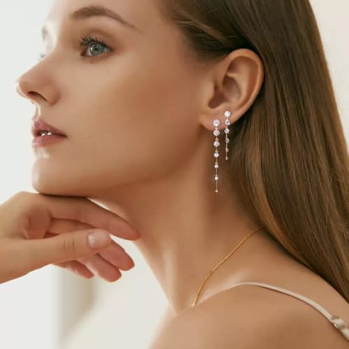 image for Lunvky 14K Gold Plated Dangle Earrings for Women Dainty Silver Drop Ea