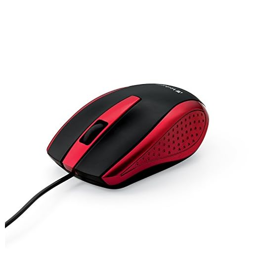 Verbatim Mouse de computador USB com fio - Mouse USB com fio para laptops e PCs - Uso da mão direita ou esquerda, vermelho 99742