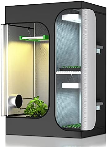 TopoGrow 2-in-1 36"X24"X53" Grow Tent Indoor Reflective Diamond Mylar Growing Tents Room House for Plant Propagation, Veg and Flower with Removable Floor Tray Exhaust Vents Hydroponic Growing System