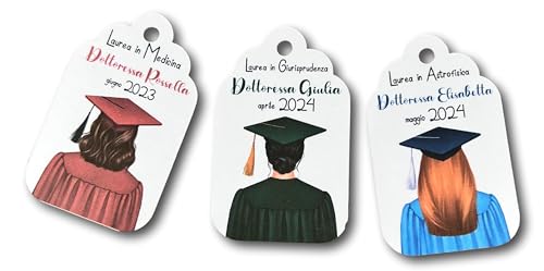 14 tag biglietti personalizzati per laurea ragazza personalizzati nel disegno e nella frase per segnaposto bomboniera festa di laurea laureata diploma dottoressa università