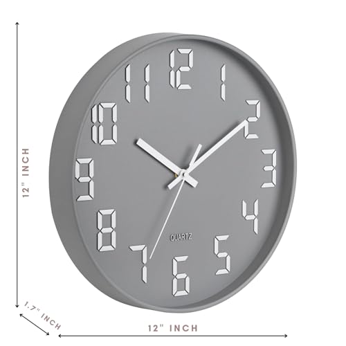 Image of SKYTONE Wall Clock 12 inch Silent Quartz Decorative Wall Clock Non-Ticking Classic Clock Round Easy to Read for Living Room, Bathroom, Kitchen, Office, School
