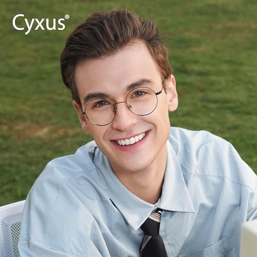Cyxus Óculos para Luz Azul com Armação de Metal Redonda Unissex, Proteção UV e Anti-Reflexo