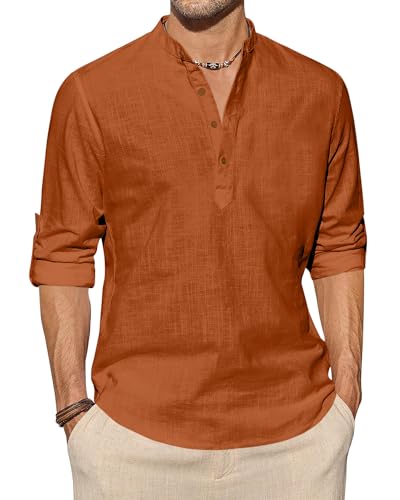 Image of Zombom Men's Cotton Blend Solid Full Sleeve Short Kurta Shirt with Mandarin Collar