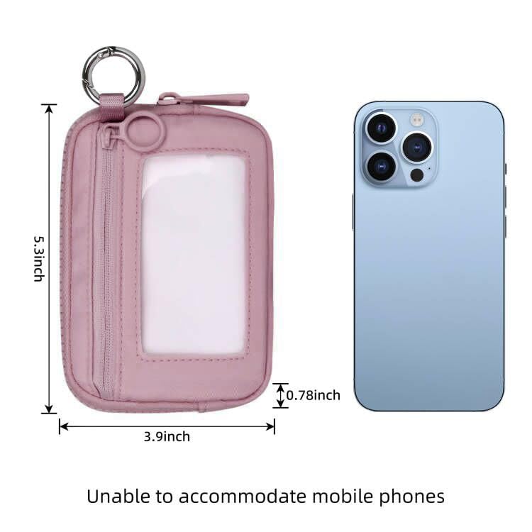 Image of The Iris Wallet Zipper Mini Coin Purse Keychain ID Holder Wallet | Zip Card Case with ID Window Purses for Women Mini Portable Keychain Wallet,Pink Cherub