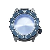 Ancho de la correa: 20 mm ATOMUSERLY 1 Pieza de Repuesto for Reloj, Caja de Acero Inoxidable Negra sólida de 45,5 mm, Compatible con Movimiento NH35/36.(Blue Bezel)