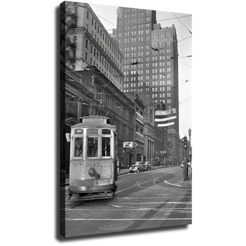 Vintage Baltimore, Maryland, Baltimore Photo, Black and White Streetcar Cityscape
