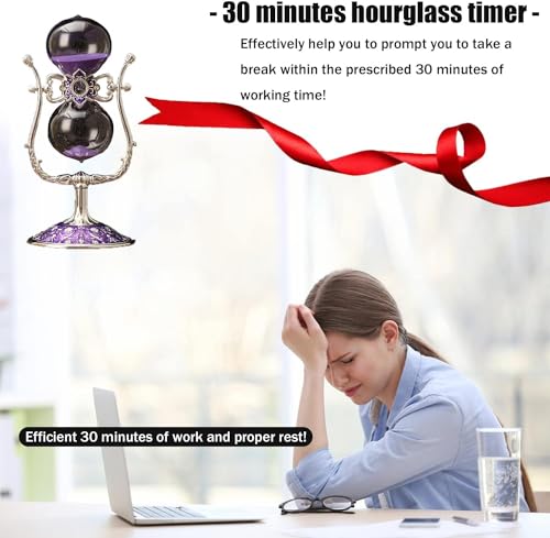 Sanduhr 30 Minuten,Hour Glass,360° flip Metal Vintage Hourglass,Hourglass Decor,for Home Decoration Office Desk Wedding Party Decor Kitchen Timer (Purple Sand) by NIUASH - Used condition - Image 4