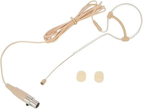 Beige Single Earhook Headset Mic Headworn Microphone 3.5mm 3 Pin 4 Pin XLR Connector Headset Mic with Foam WindscreenC