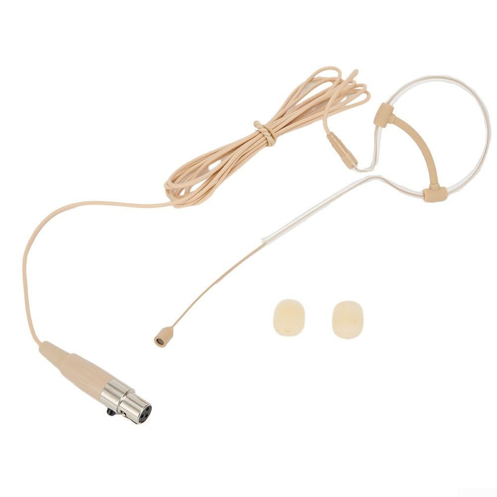 Beige Single Earhook Headset Mic Headworn Microphone 3.5mm 3 Pin 4 Pin XLR Connector Headset Mic with Foam Windscreen(C)-image-45