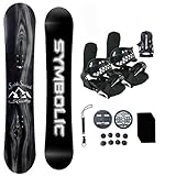 Symbolic Knotty Snowboard & Bindings with Leash & Stomp Pad Complete Package (120cm/XS BLK Binding(Kid 1-6))
