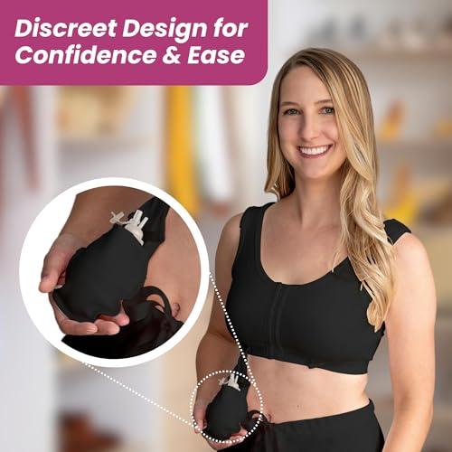 Image of Gentle Touch Surg-Ease Drain Holder Pouch - Essential Surgical Recovery Supplies for Post Mastectomy, Lumpectomy, and Breast Surgery - Surg-Ease Drain Pouch Compatible with Surg-Ease Bra - Black