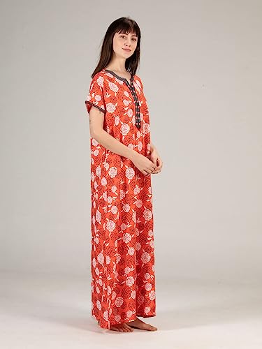 Image of Evolove Women's Viscose Liva Long Maxi Night Gown Nighty Dress with Pocket, Super Soft Comfortable (LNG-Rayon)