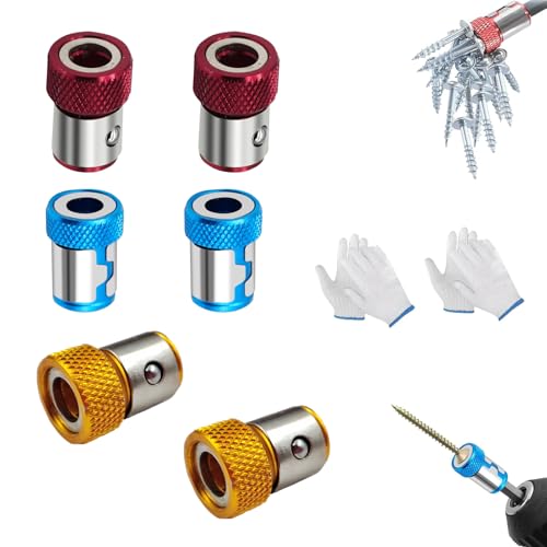 Raydex Screwdriver Head Magnetic Ring, 4/6 PCS Screwdriver Bit Head Magnetic, Magnetic Screwdriver Bits, Raydex Lights Screwdriver Head Magnetic Ring, For 1/4 Inch/6.35mm Hex Screwdriver (6 MIX)