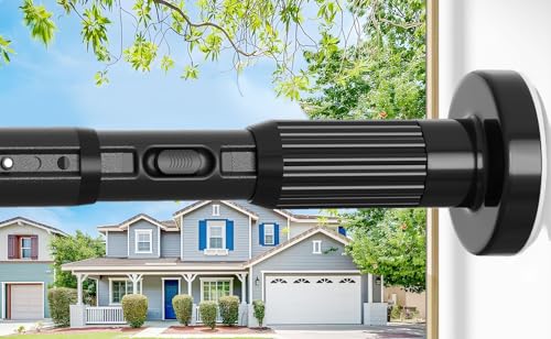 Image of Tension Curtain Rod Black Shower Rod 40-103IN Long Curtain Rods No Drilling Adjustable Tension Rods of Shower or Bathroom Outdoor Window Patio Diameter 1.26In