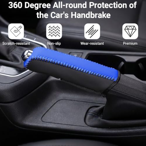 Image of STHIRA Car Handbrake Cover PU Leather Anti-slip Universal Slide-on Guard