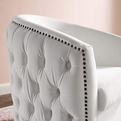 Modway Eei-3434-Whi Rogue Performance Velvet Barrel Back Accent Lounge Swivel Chair In White 29"L X 32"H #TOP3