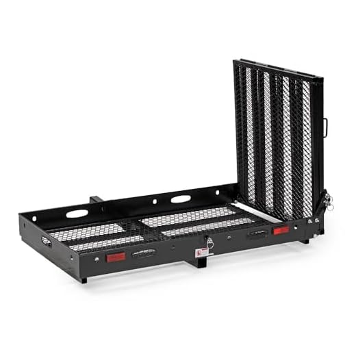 Titan Ramps Hitch Mounted Wheelchair Carrier Rack Ramp 500 lb Capacity Black Powder Coated Steel