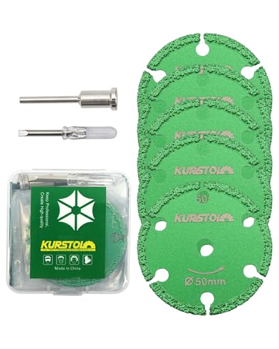 Diamond Rotary Tool Cut-Off Wheels - 5pcs 2 Inch(50mm) Metal Cutting disc for Rotary Tool Accessories with 1pc 1/8” Mandrel for Metal, Iron Pipe, Iron Sheet, Bolts, Screws