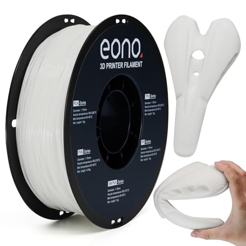 EONO TPU Filament 1,75mm 85A Weiß – Extra Weiches & Flexibles 3D Drucker Filament, Gummiartig & Elastisch, Shore 85A, ±0,03mm, 1kg, FDM Kompatibel