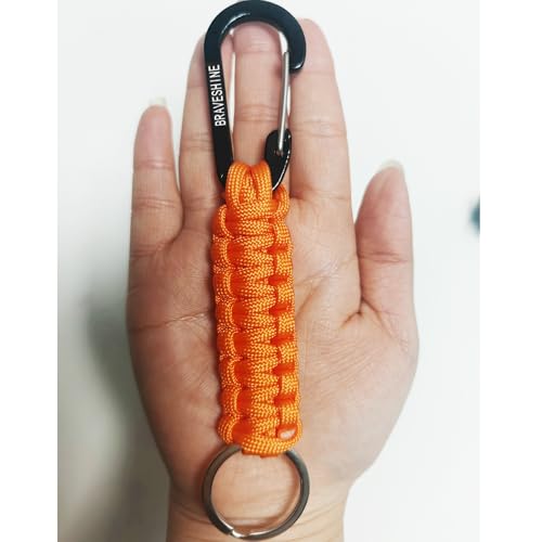 Image of BRAVESHINE Paracord Keychain Carabiner Clip, D Ring Lanyard Hanger Stroller Hook for Water Bottle, Key, Backpacks, Men, Women