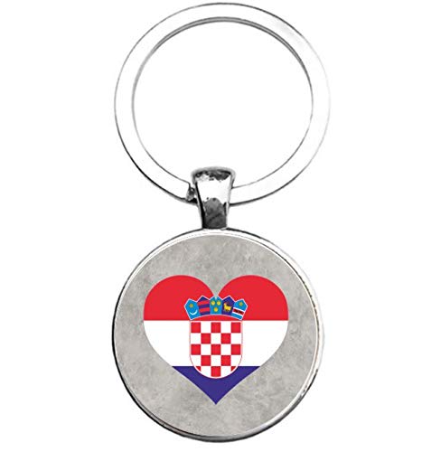 Porte-clés Verre - Drapeau Croatie, silverl