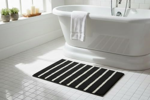 Image of Embossed Super Soft Anti Skid (40x60 cm) Super Absorbent Mats Microfibre 2000 GSM Door Mats for Home /Bathroom /Bedroom /Kitchen /Floor Mat (Pack of 1) Pattren - Solid (Slim line Grey)