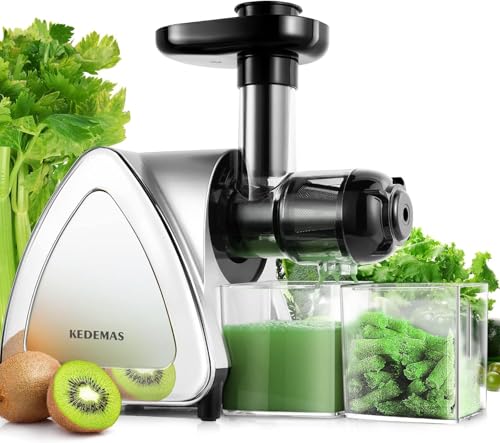 Portable Hand Juicer, Low Noise Electric Cold Press Juicer with Reverse Function, High Juice Yield,BPA Free 150W,Easy to Clean for Vegetables and Fruits -Silver