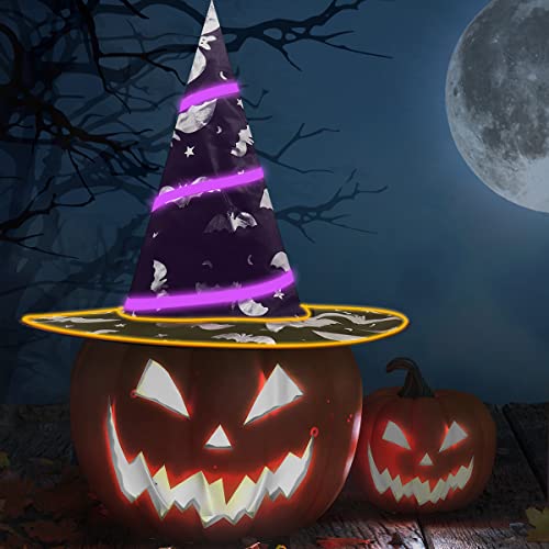 Halloween Costume Led Witch Hat For Girls & Womens Festival Cosplay,Light Up Halloween Costume Masquerade Parties,Carnival,Halloween Accessories Gifts #TOP4