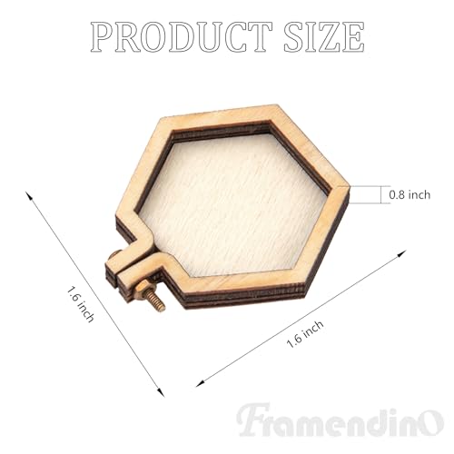 Image of Framendino, 10 Pack Hexagon Mini Embroidery Hoops Wood Hoop Ring for Sewing Frame Craft