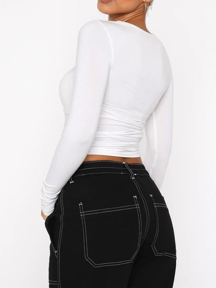 POHADON Women's Leopard Star Print Shirts Long Sleeve Crew Neck Basic Casual Slim Fit T Shirts Going Out Tee Tops Y2K Clothes - Image 6