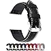 Fullmosa 18mm 20mm 22mm 24mm Bracelet Montre Cuir Véritable,Bamboo Bracelet de Montre Dégagement Rapide avec Fermoir en Aier INOX pour Homme/Femme,18mm Noir