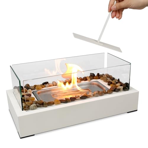 KORNIFUL Table Top Firepit with 4 Windshields, for Mom, Small Fireplace for Dinner Party, Smores Maker - Indoor/Outdoor Portable Mini Table Top Firepit for Patio Balcony Porch Decor