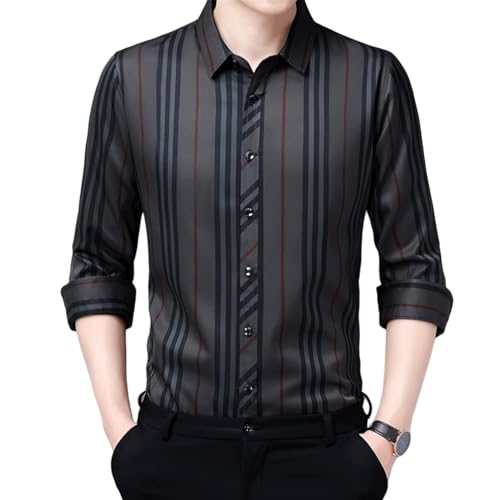 Chemise à rayures pour homme en manches longues style coréen