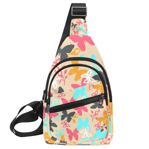 Sac à dos à bandoulière imperméable avec motif papillons coloré