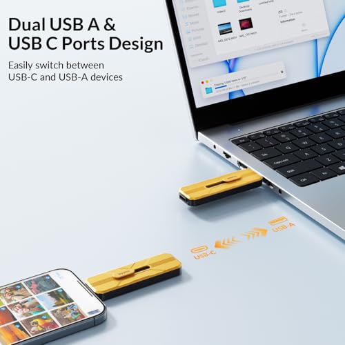 Image of iDsonix 128GB USB Flash Drive Externe SSD, Up to 1073MB /s, Thumb Drive with Dual USB A 3.2 + Type C, Push-Pull Design & Alloy, Portable Memory Stick for iPhone 17 /16 /15 /PS5 /Android Phone /Mac /Windows