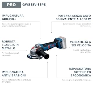 Bosch PRO 18V System Smerigliatrice angolare a batteria GWS18V-11PS (incl. L-BOXX)