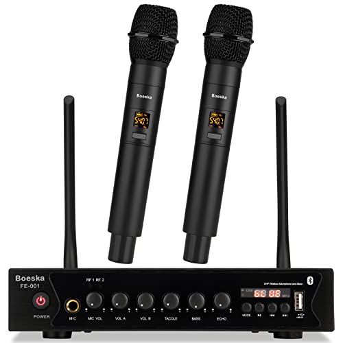 Wireless Microphone System, 262Ft Range Uhf Dual Cordless Handheld Mic Set For Home Karaoke, Singing, Speech, Party, Meeting, Church (Black (W Battery)) #TOP2