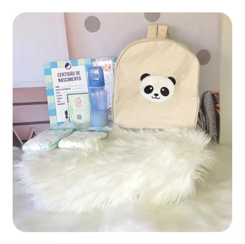 Boneca Bebê Reborn Menino Príncipe Com Acessórios + Mochila Panda