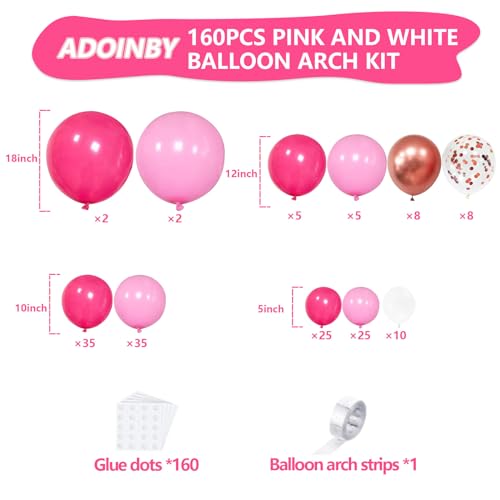 Pink Balloons Arch Kit, 160Pcs Hot Pink Balloon Garland Kit Metallic Rose Gold Confetti Balloons for Birthday, Wedding, Princess Theme, Engagements, Baby Shower, Anniversary Party Decoration - Image 3