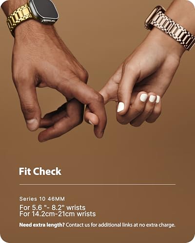 Image of Fullmosa Metal Bands with Case [Watch NOT Included] Compatible with Apple Watch Strap 46mm (Series 10 /11), Steel Apple Watch Band for iWatch Series 10 11,46mm（S11 /10,Rose Gold