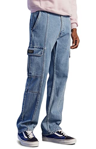 Pacsun Men's Medium Wash Cargo Straight Jeans - Blue Size 31W 32L #TOP12