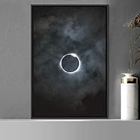 Framed Canvas Wall Art Moon Astronomy & Space Bedroom Colorful Contemporary Moon Multicolor Photography - 16x24 inches