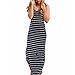 Roselux Women's Sleeveless Scoop Neck Striped Loose Long Dress(Navy blue,XL)