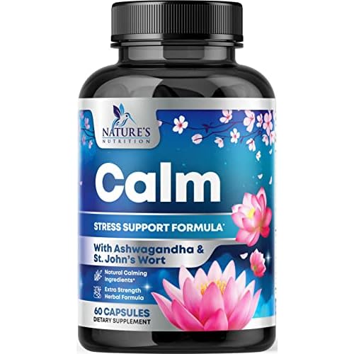 Stress Support Supplement – Extra Strength Ashwagandha, GABA, Magnesium, L-Theanine for Relief – Supports Mood & Focus – Naturally Calm, Unwind & Relax – Eases Tension & Nervousness – 60 Capsules