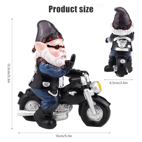 LUFEIS Gnome Statue, Riding Dwarf Statue, 13.5cm Outdoor Funny Garden Gnomes Decoration - Image 2